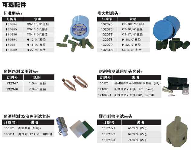 Taber 5750磨耗試驗機(jī)可選配件