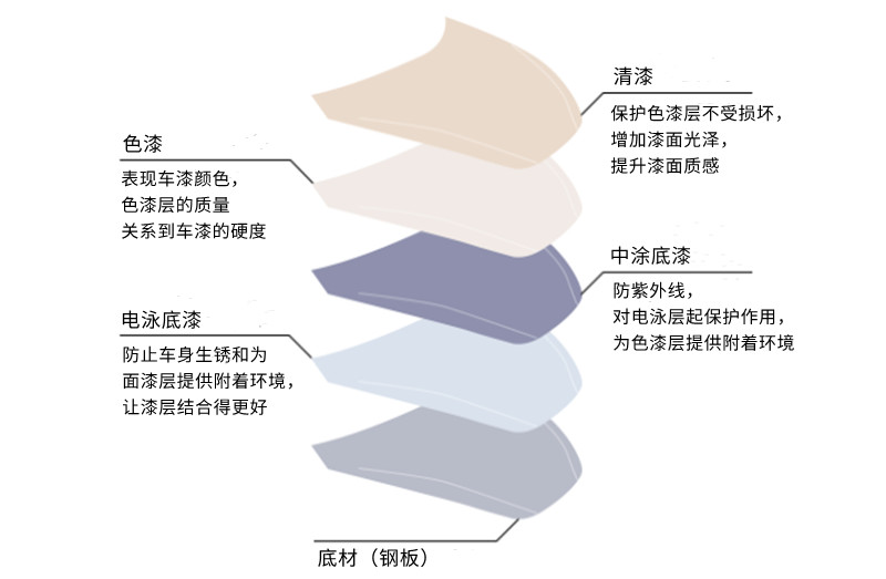 汽車車身漆膜涂層分布