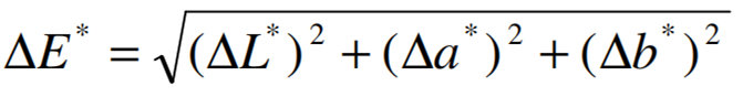 三個測量坐標L*、a*和b*轉(zhuǎn)換為L*、C*和h坐標以及△E值公式